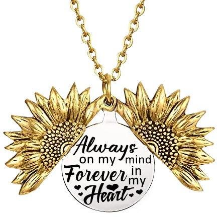 Always On My Mind Forever In My Heart Sunflower Necklace