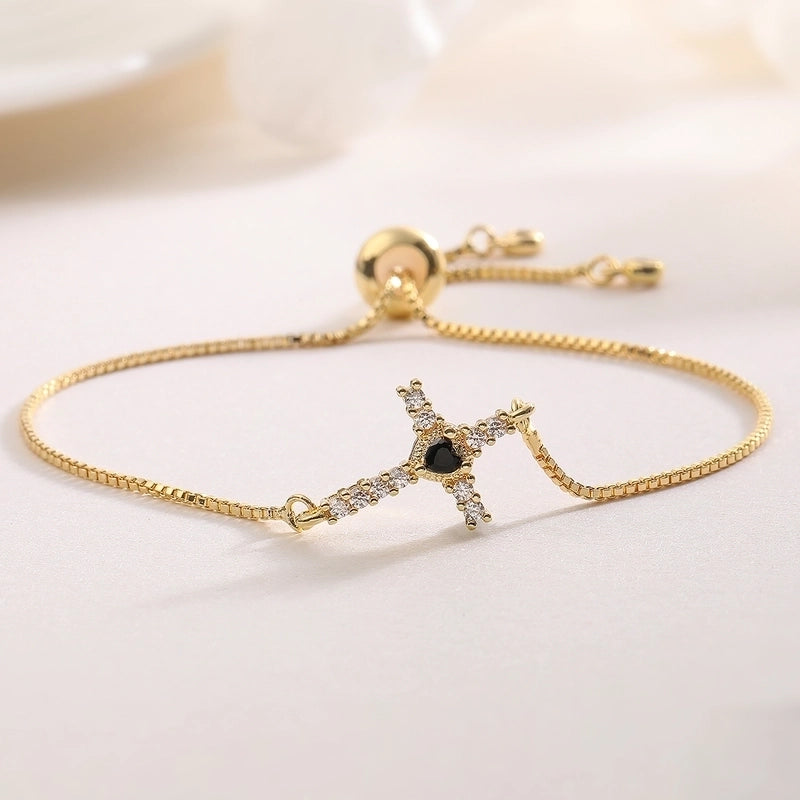 Retro Minimalist Cross Copper Bracelets Box Chain