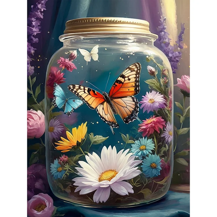 Bee And Butterfly In A Bottle 30*40CM (Canvas) Full Round Drill Diamond Painting gbfke