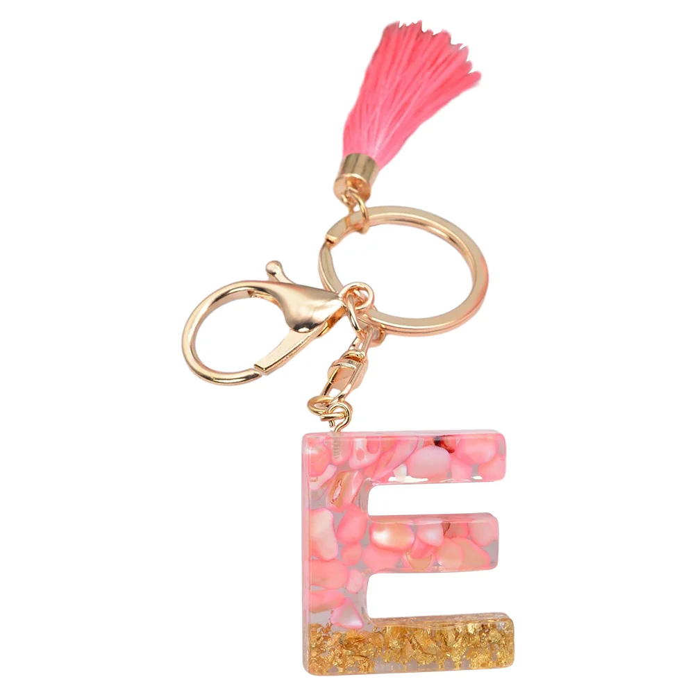 Resin Initial Key Ring with Tassel Alphabet Keyring for Car Keys Wallet Handbags