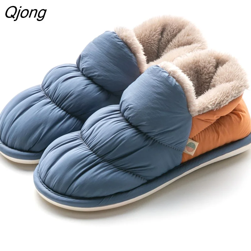 Qjong cotton shoe woman light weight down cloth women's ankle boot thick bottom warm fur non-slip winter snow boots