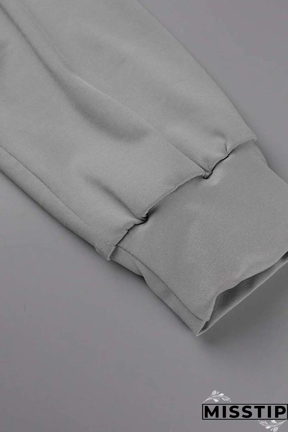 Grey Casual Solid Patchwork O Neck Plus Size Two Pieces