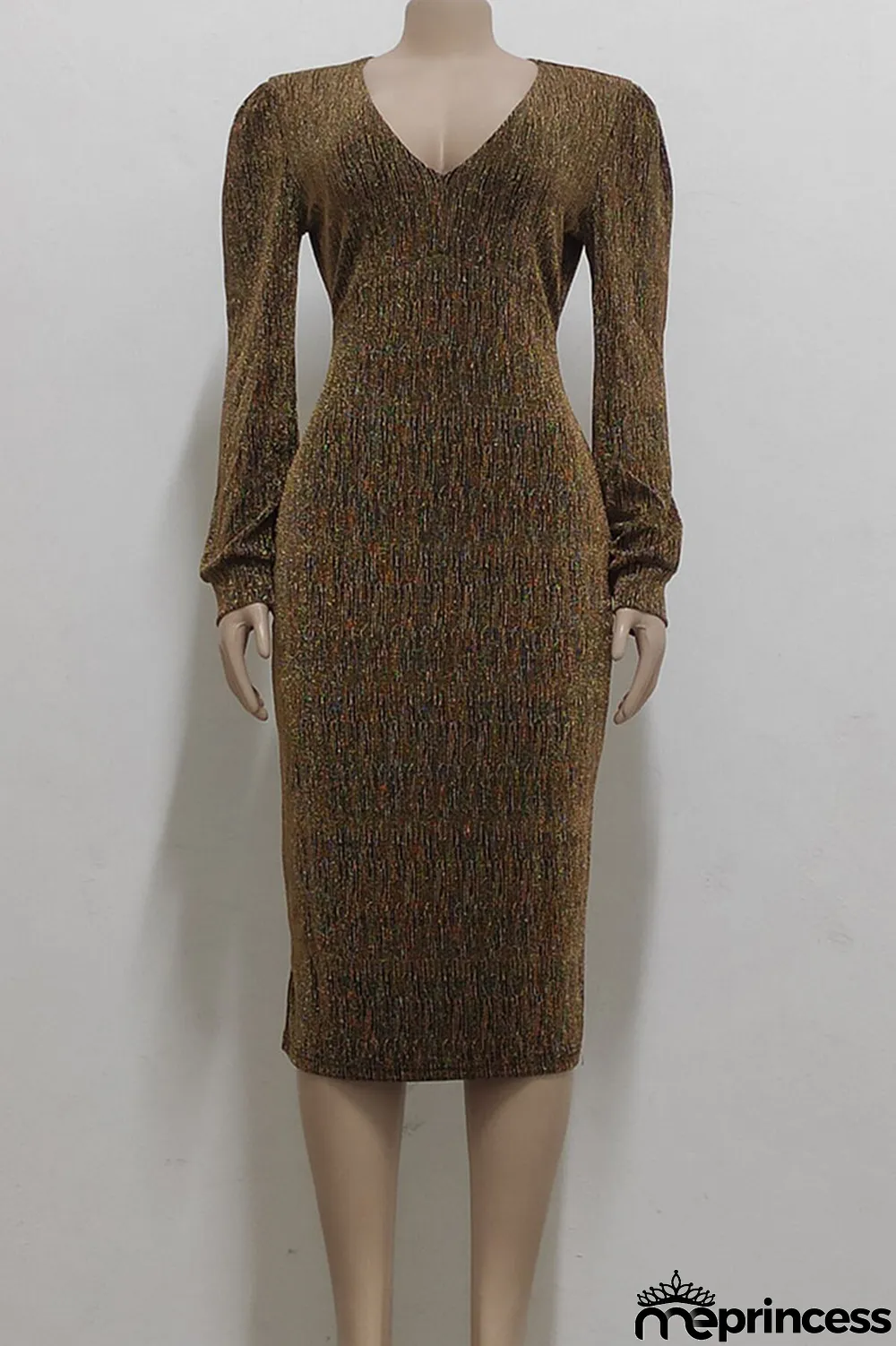 Yellow Sexy Solid Split Joint V Neck One Step Skirt Dresses