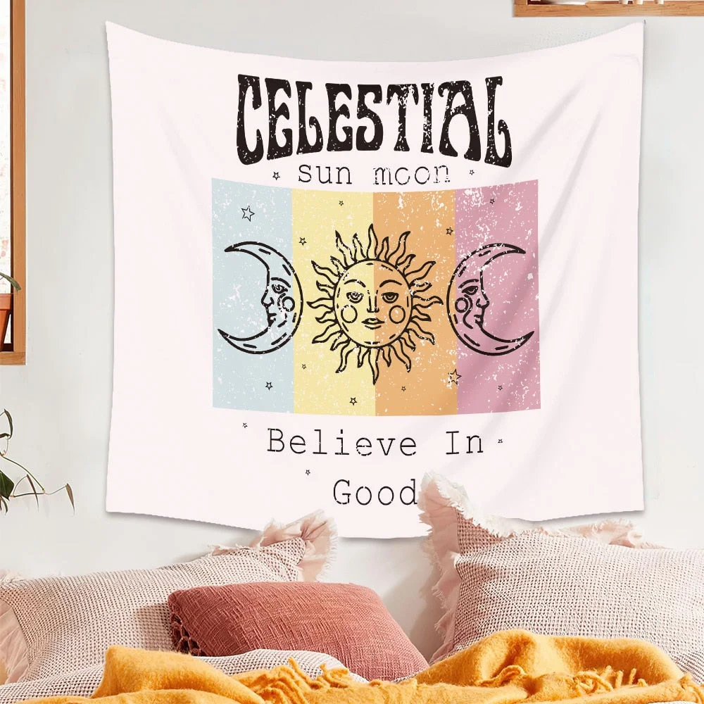 ins Simple Sun Moon Butterfly Series Tapestry Bohemian Background Cloth Small Fresh Wall Cloth Tapestry Creative Abstract Art