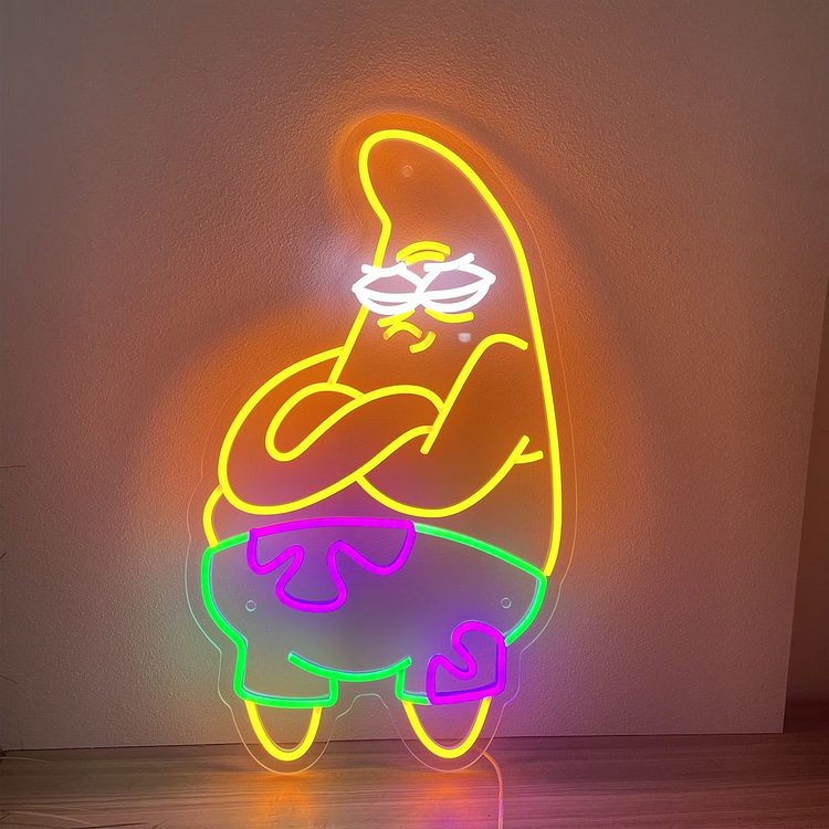 Patrick Star Neon Sign Led Anime Neon Sign Custom Neon Sign Wall Art Atmosphere Light Party Sign Single Girl Party Gifts for Teens