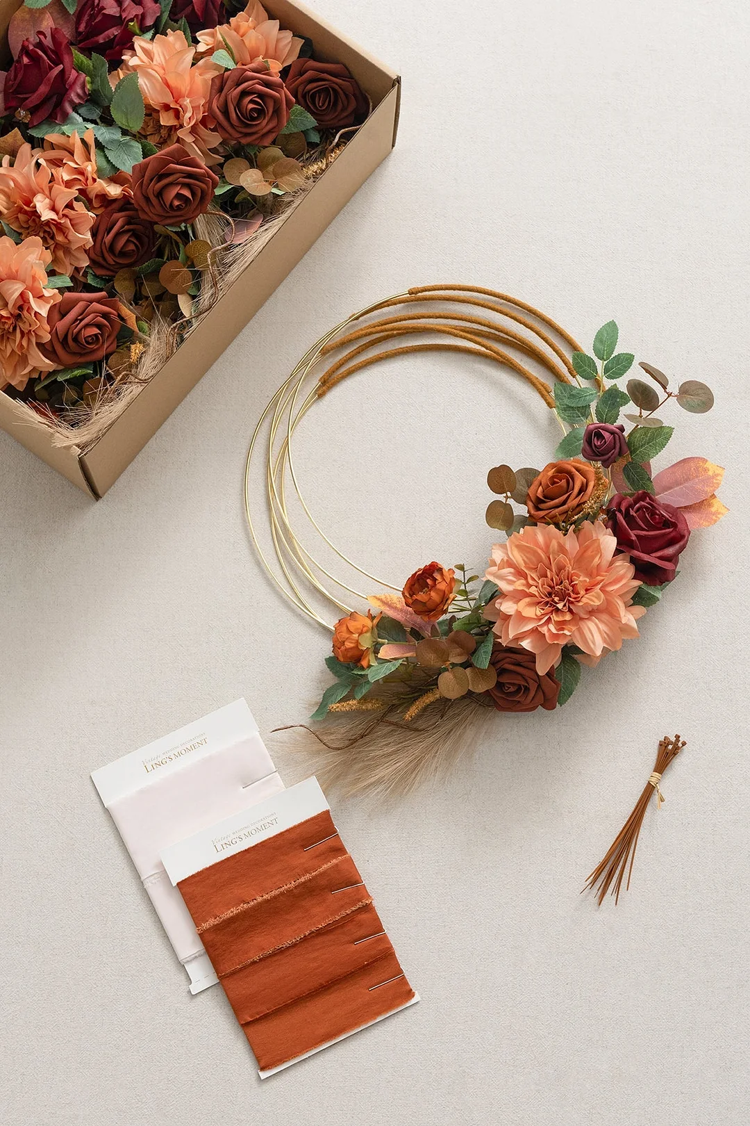 Hoop Bridesmaid Bouquets in Sunset Terracotta
