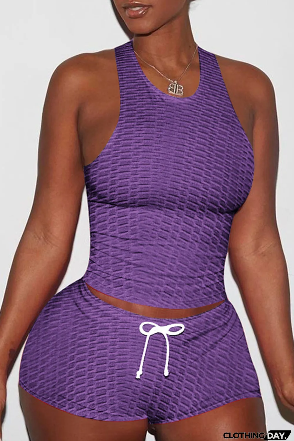 Black Sexy Sportswear Solid Patchwork Spaghetti Strap Sleeveless Two Pieces