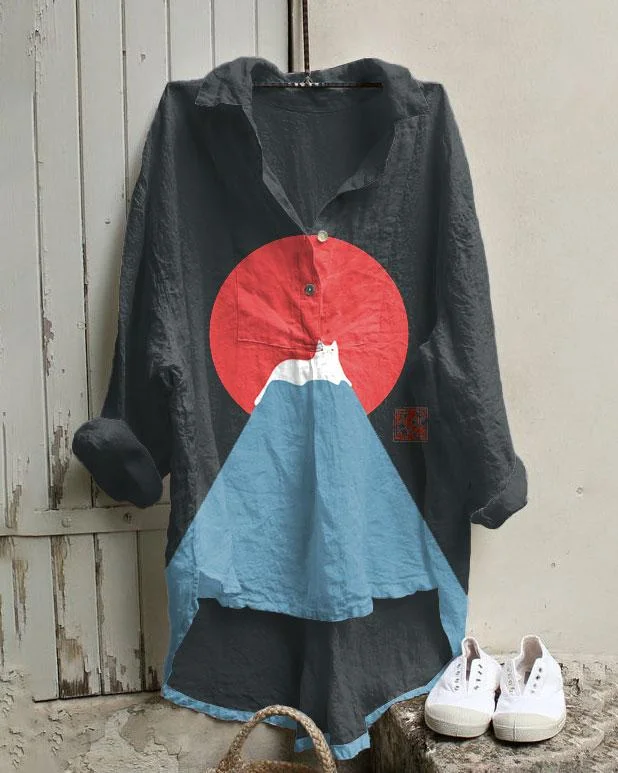 Full Moon Hill Cat Irregular Leisure Tunic
