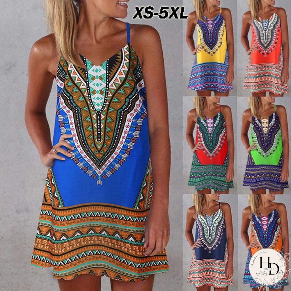 New Summer Fashion Womne's Spaghetti Strap Dress Sleeveless Sling Summer Dresses Floral Printed Above Knee Length Spaghetti Strap Dresses