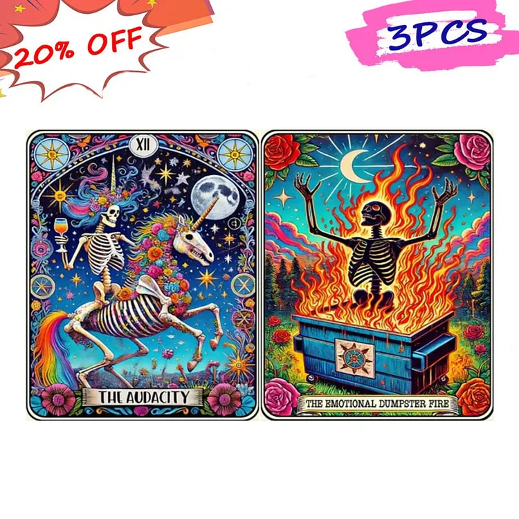 2pcs	Skull Tarot Card 40*50CM (Canvas) Full Square Drill Diamond Painting gbfke