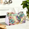 Diamond Art Painting Decorative Paper Napkin Dispenser Wear Resist Handmade Household Container Multifunction Rhinestone PU Tissue Holder Kit for Adults Home Office Gift (Color Hummingbird Floral)