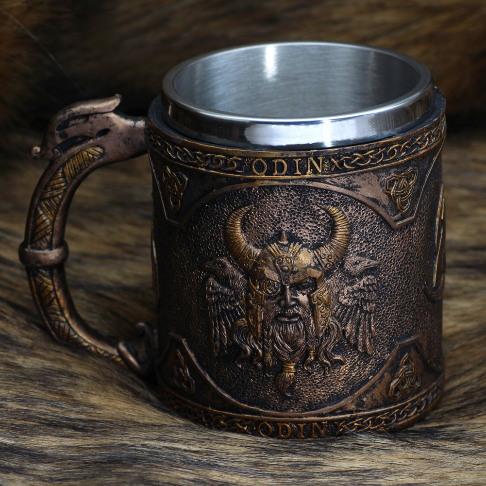 Viking Odin Raven Resin Stainless Steel Mug