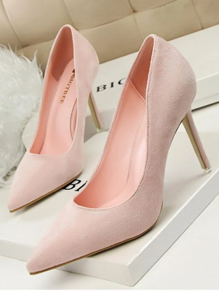 Fashion stiletto high heel shallow pointy suede sexy shoes