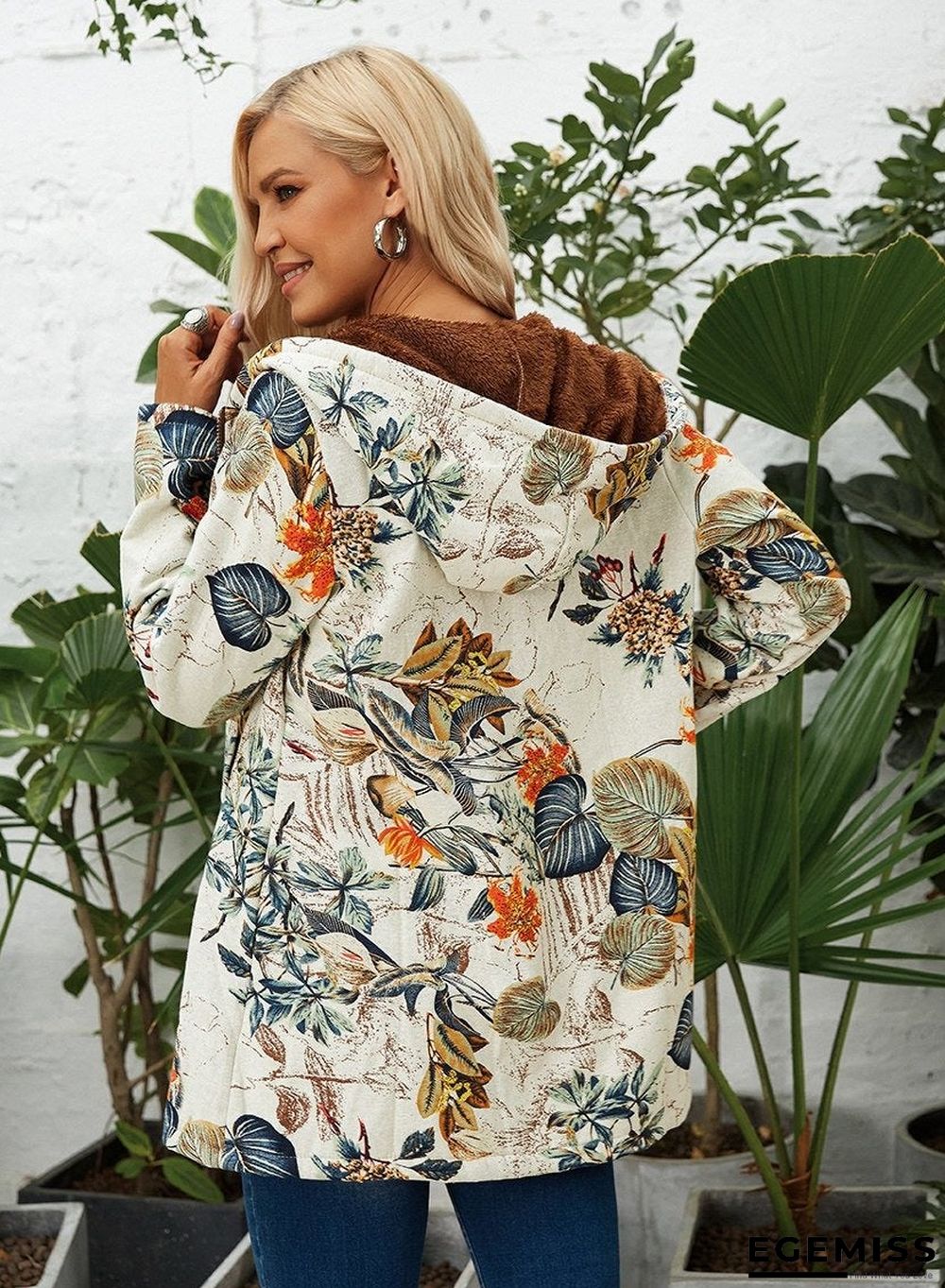 Casual Printed Velvet Coat | EGEMISS