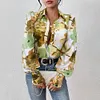 Gioiacombo&trade; Camicia a maniche lunghe stampata ampia da donna primaverile e autunnale