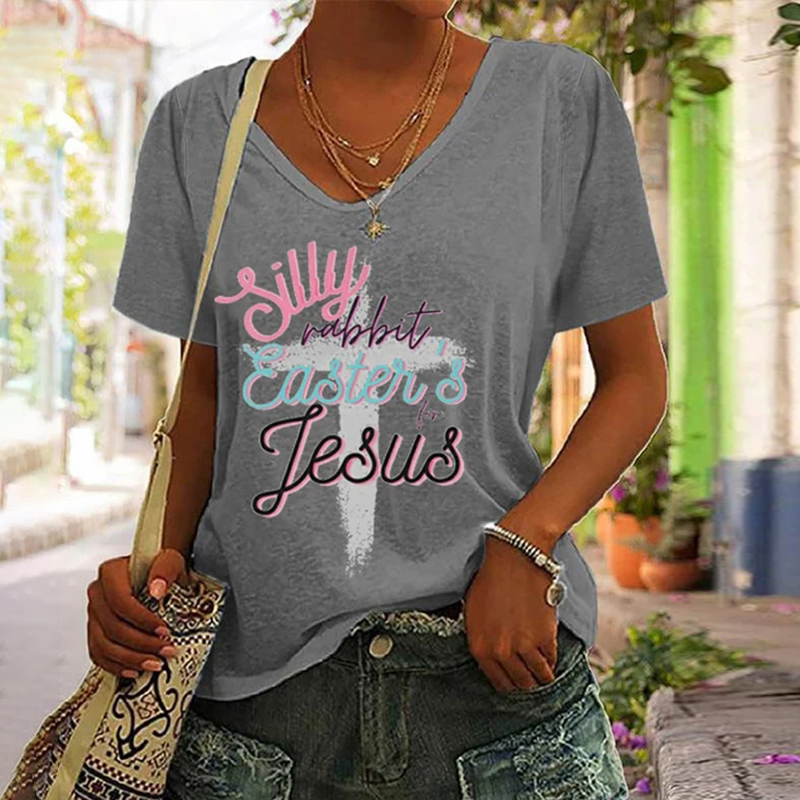 Silly Rabbit Easter Is For Jesus Print T-Shirt wearshes