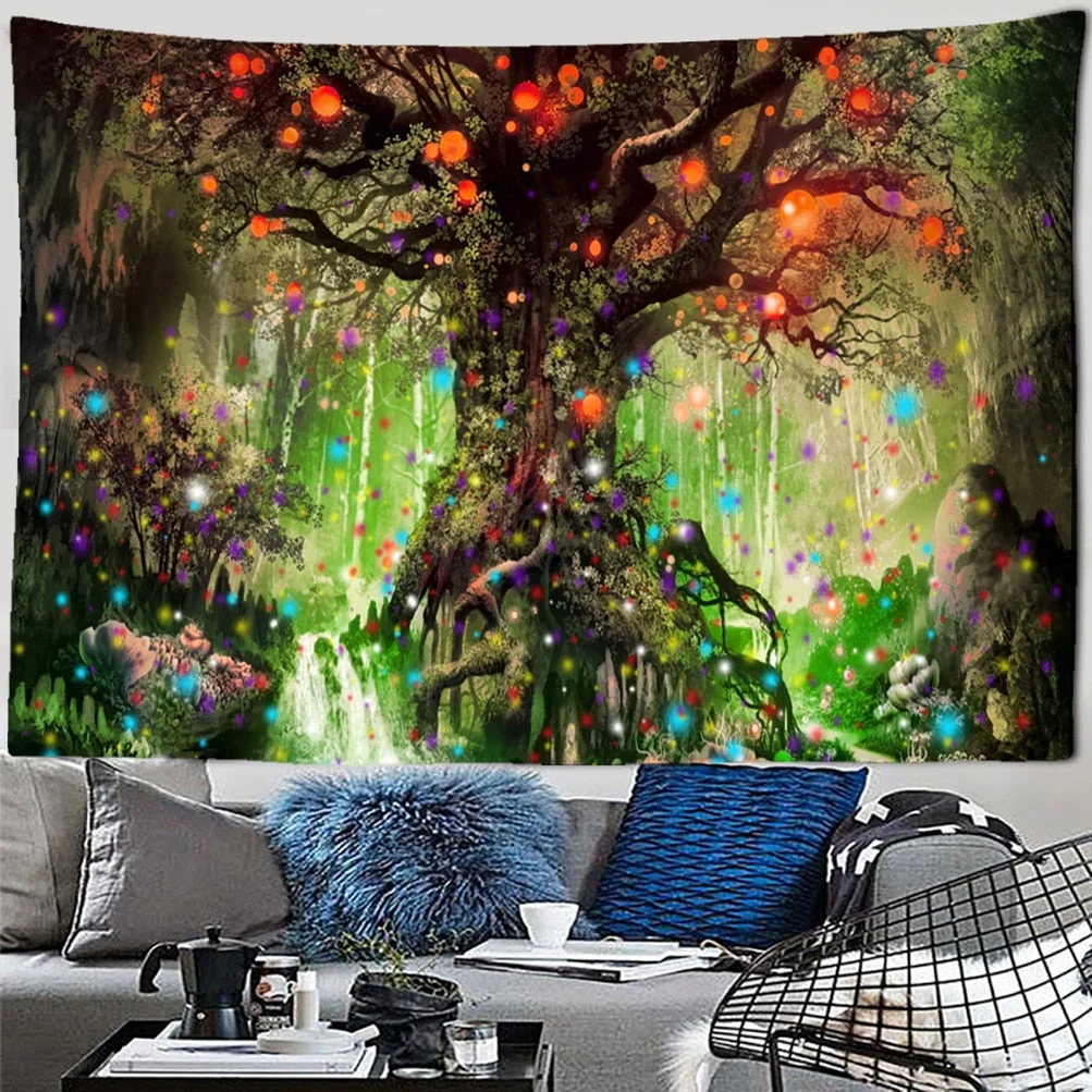 Ancient Trees Tapestry Natural Forest Printed Wall Tapestry Hippie Wall Hanging Bohemian Wall Tapestries Mandala Wall Art Decor