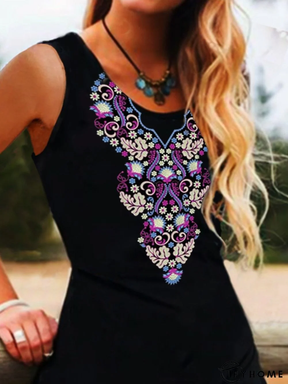 Abstract Basic Crew Neck Printed Knitting Dress | IFYHOME