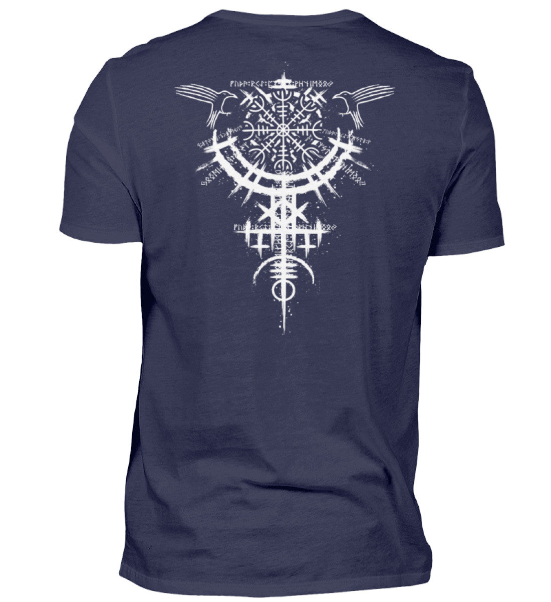 Viking Premium T-Shirt - Rune Circle, Helm of Awe & Raven Design