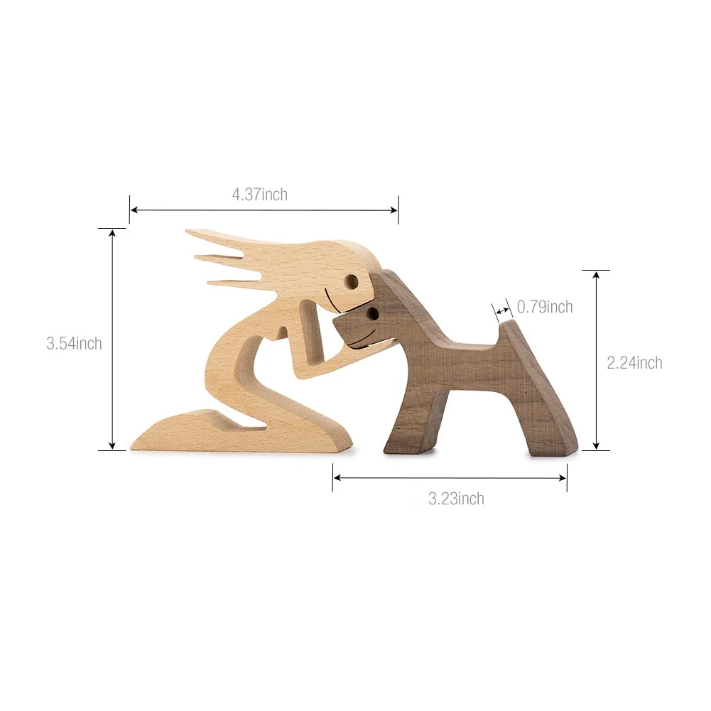 Wooden Dog Figurines Sculptures Home Decor Crafts Statue Carving Ornaments for Bedroom Desktop Office Decoration For Dog lovers