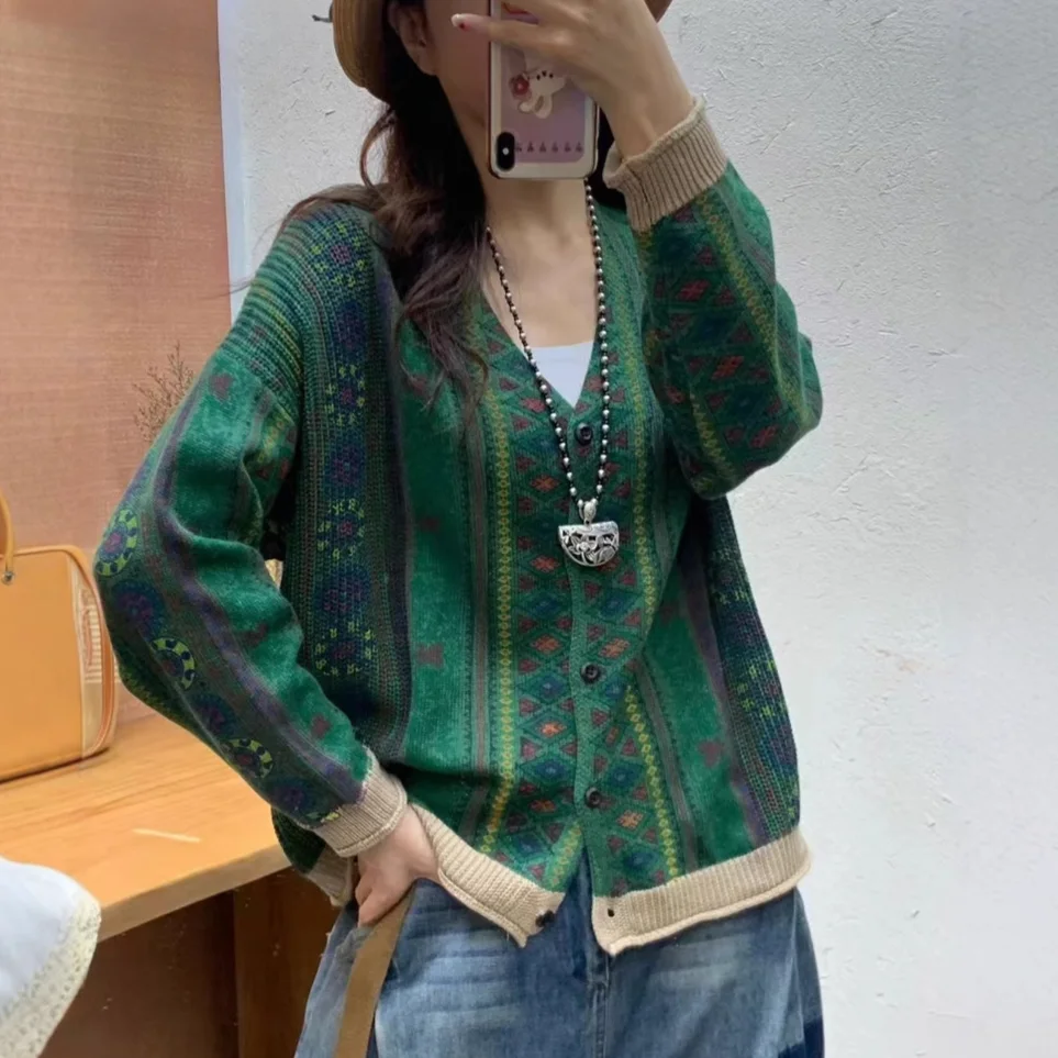 Chicfifth Sweater Women Winter Long Sleeve High Quality Autumn Vintage Top Knitted Cardigan