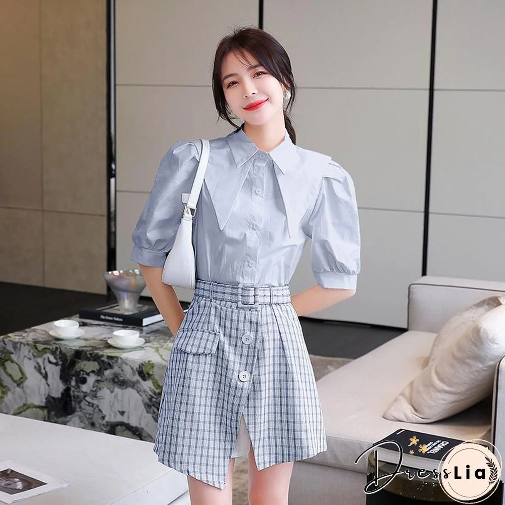 Fashion Blouse+Wild Plaid Skirt P11510