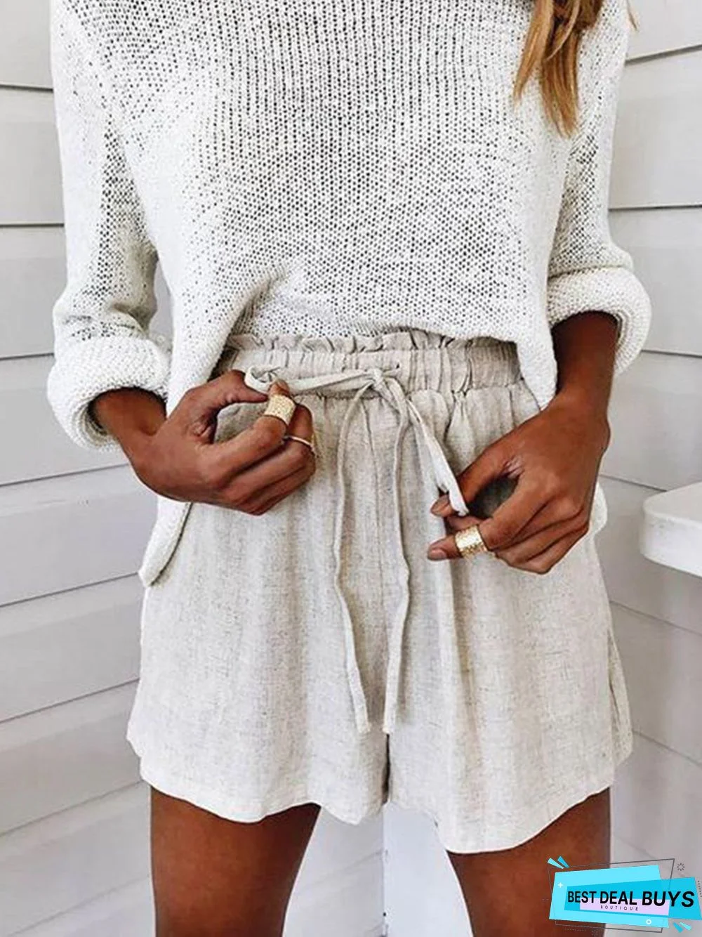 Loose Casual Cotton Shorts With Belt