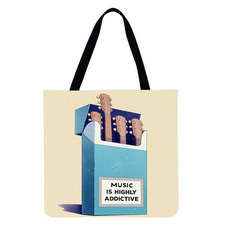 Music is highly addictive- Linen Tote Bag