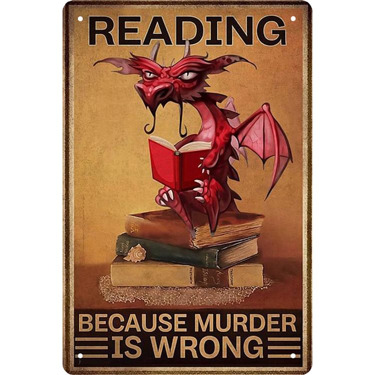 Dragon Reading Book - Vintage Tin Signs/Wooden Signs - 7.9x11.8in & 11.8x15.7in
