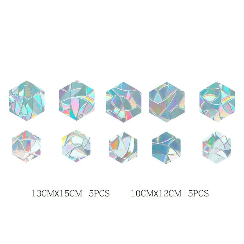 9pcs Electrostatic Glass Stickers Cat Hummingbird Trumpet Rainbow Prism PVC Glue-free Window Film Removable Glass Window Grilles