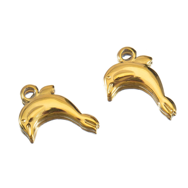 10 PCS/Package 14 * 12mm 304 Stainless Steel Tortoise Dolphin Shell Pendant Jewelry Accessories