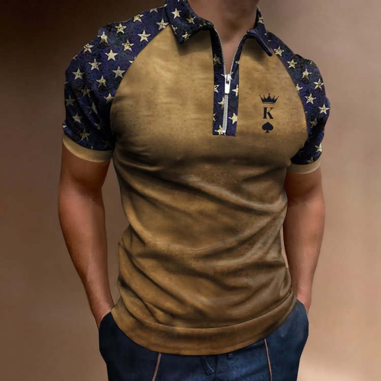 BrosWear Men'S Vintage Colorblock Casual Short Sleeve Polo Shirt