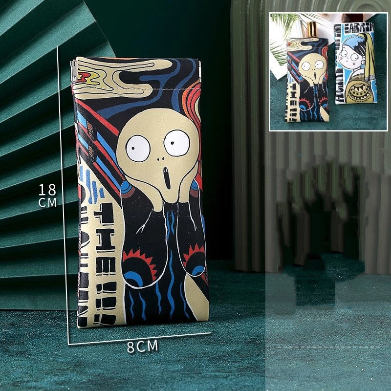 Minimalist Cartoon Pu Leather Unisex Glasses Pouch