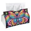 (25cm)Rainbow Floral Butterfly DIY Diamond Painting PU Tissue Holder Box