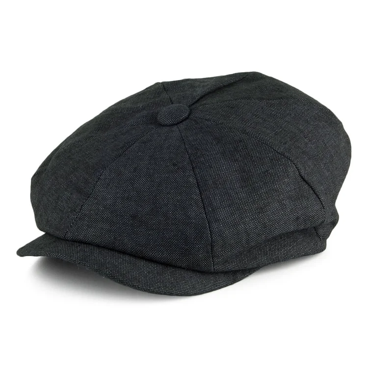 Tienda Hats Alfie Irish Linen Newsboy Cap - Black