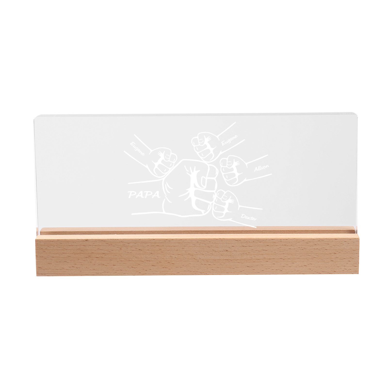 À mon Papa/Papi- Lampe de chevet LED Poings 5 Prénoms Personnalisés