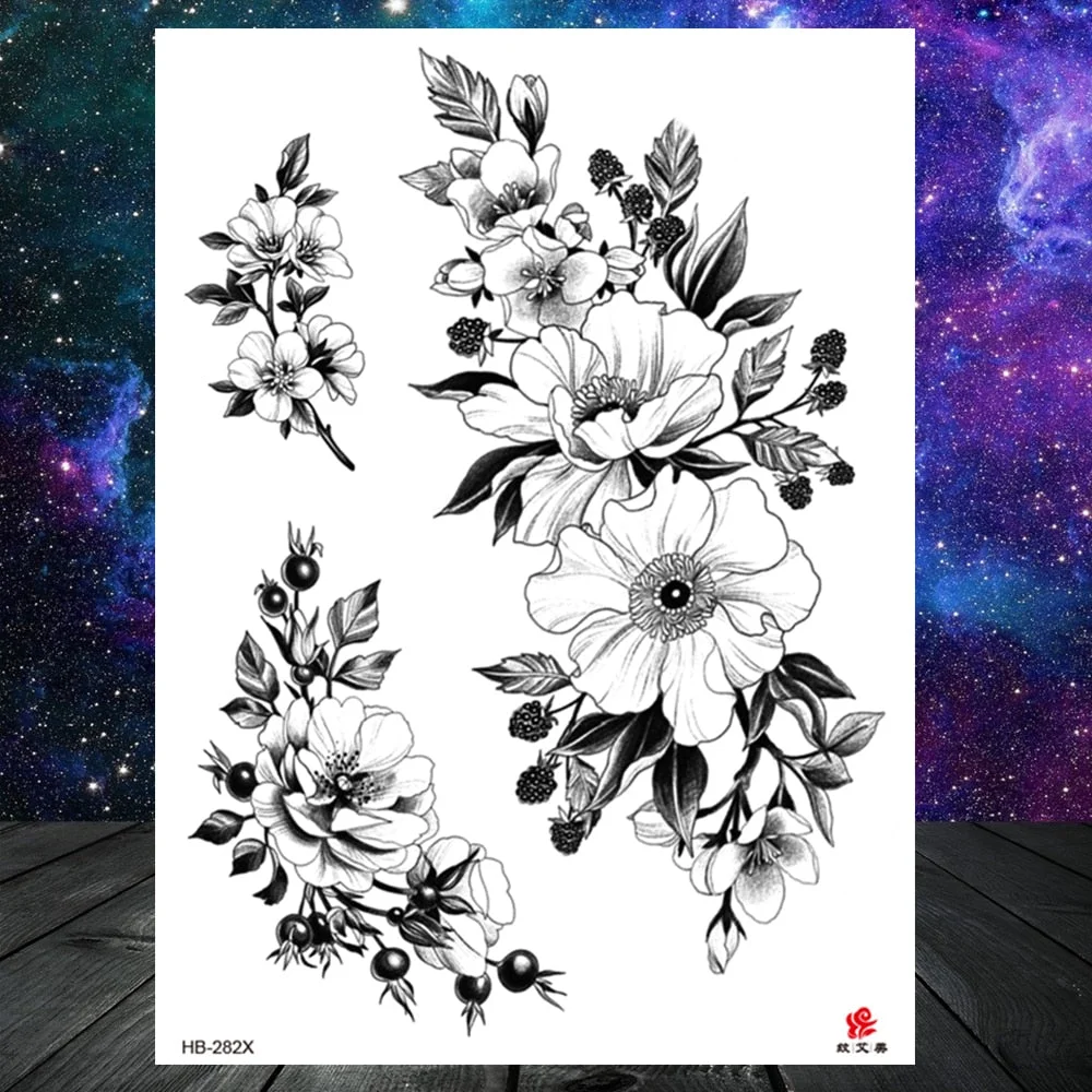 Watercolor Lavender Reed Morning Glory Flower Tattoos Temporary Women Sexy Custom Tattoo Stickers Flash Fake Girls Tato Ankle