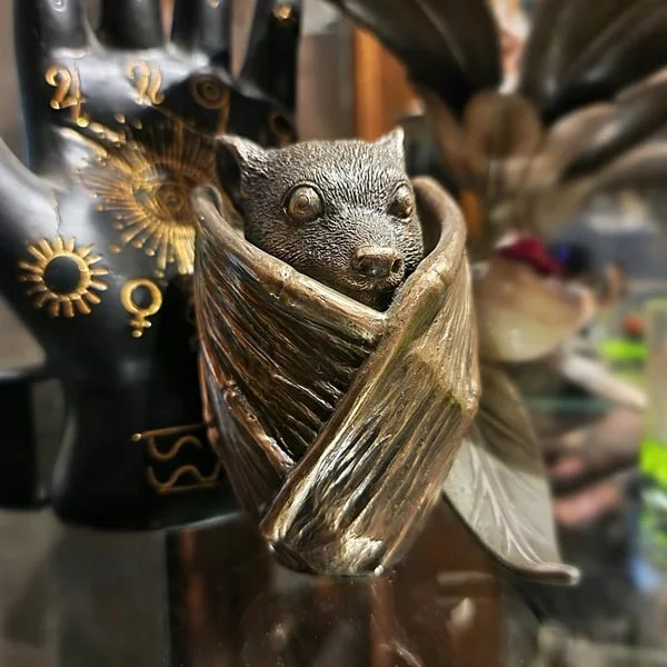 🦇💍Handmade🎁Bronze bat trinket cup. Gothic home decor. bat jewelry box