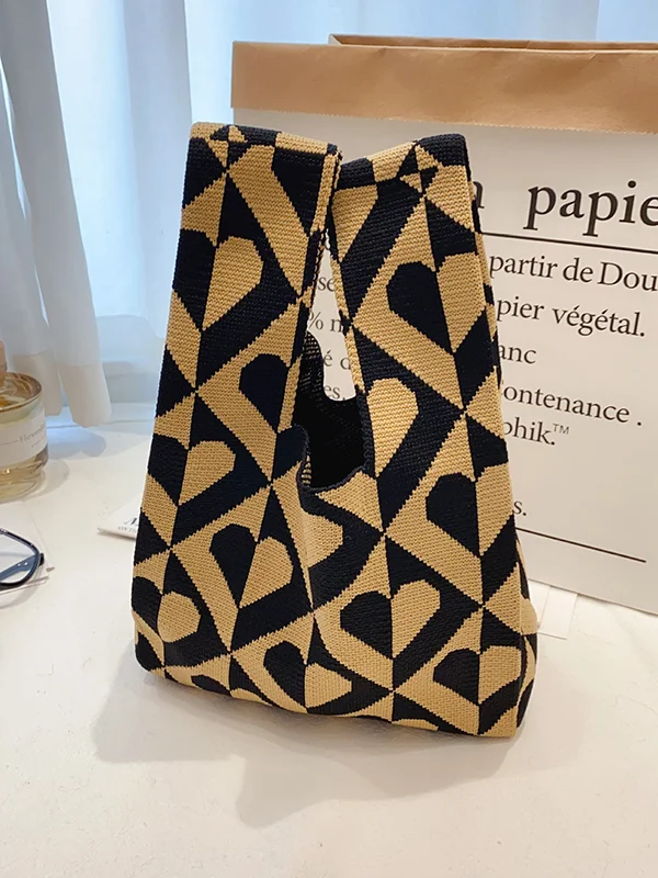 Knitted Checkerboard and Zebra-Stripe Striped Handbags: Unique Accessories