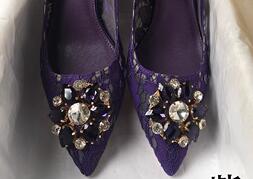 VCSHOES Blue Pink Lace Crystal Floral Pointed Toe Pumps Women 6 9 CM Thin High Heel Bride Dress Shoes