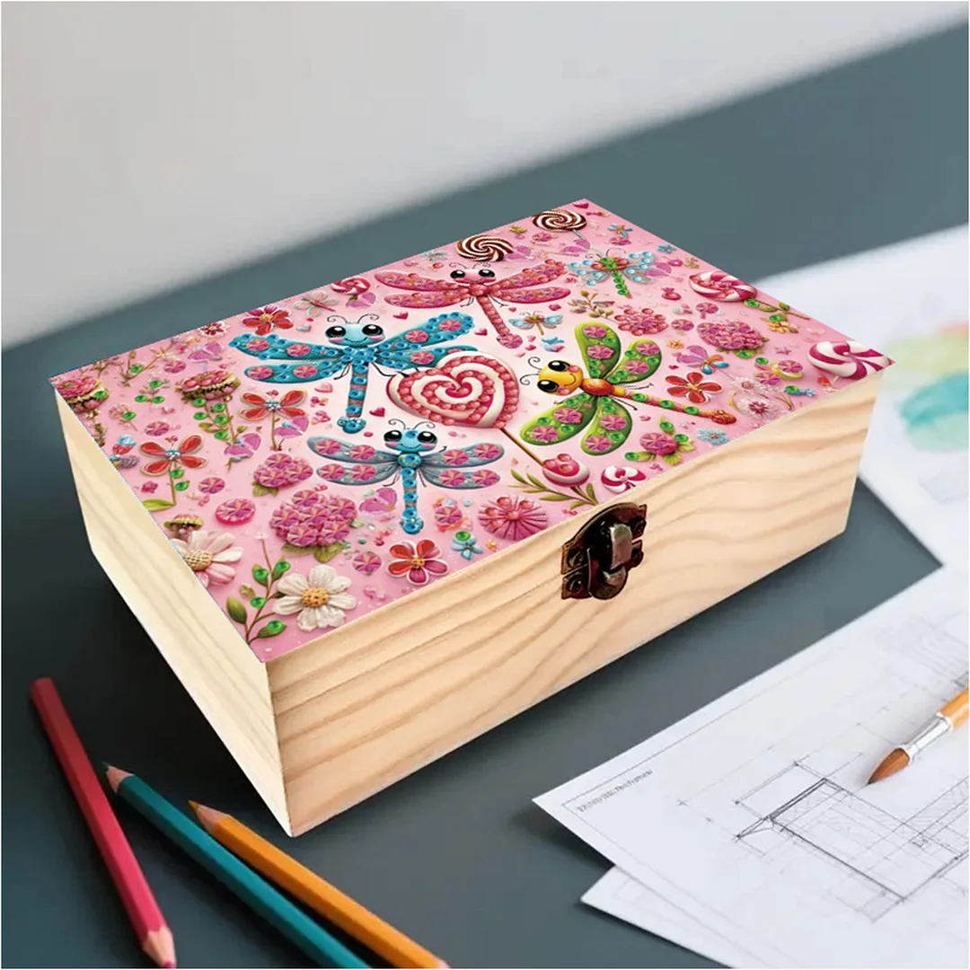 1Pc DIY Diamond Painting Wooden Storage Box Jewelry Box Kits (MZH033)