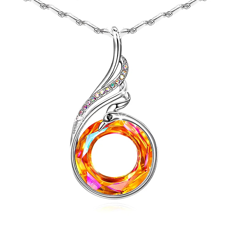 For Mom - S925 You Survived Because The Fire Inside You Burns Brighter Phoenix Crystal Necklace