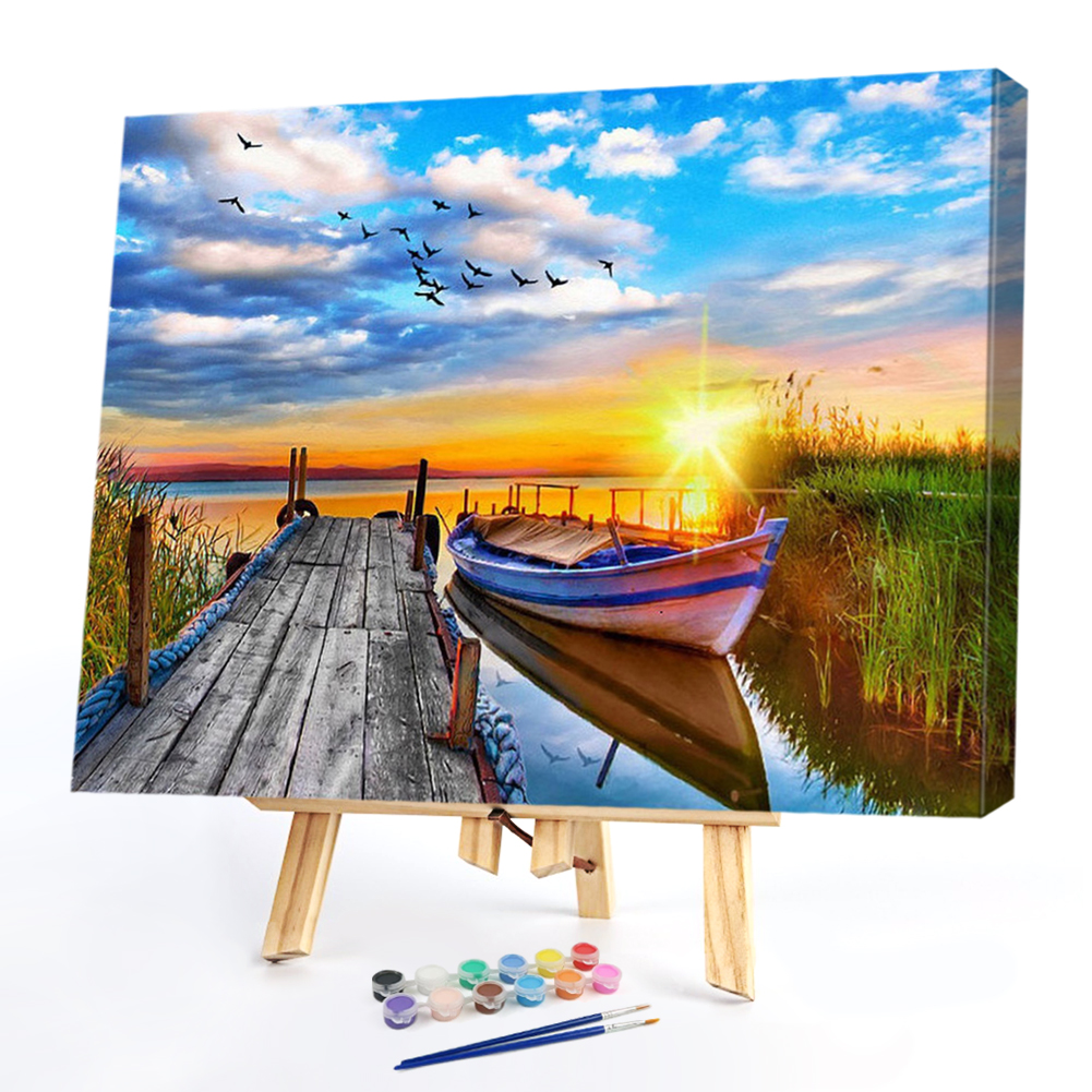 

50*40CM - Paint By Numbers - Shore Boat, 501 Original