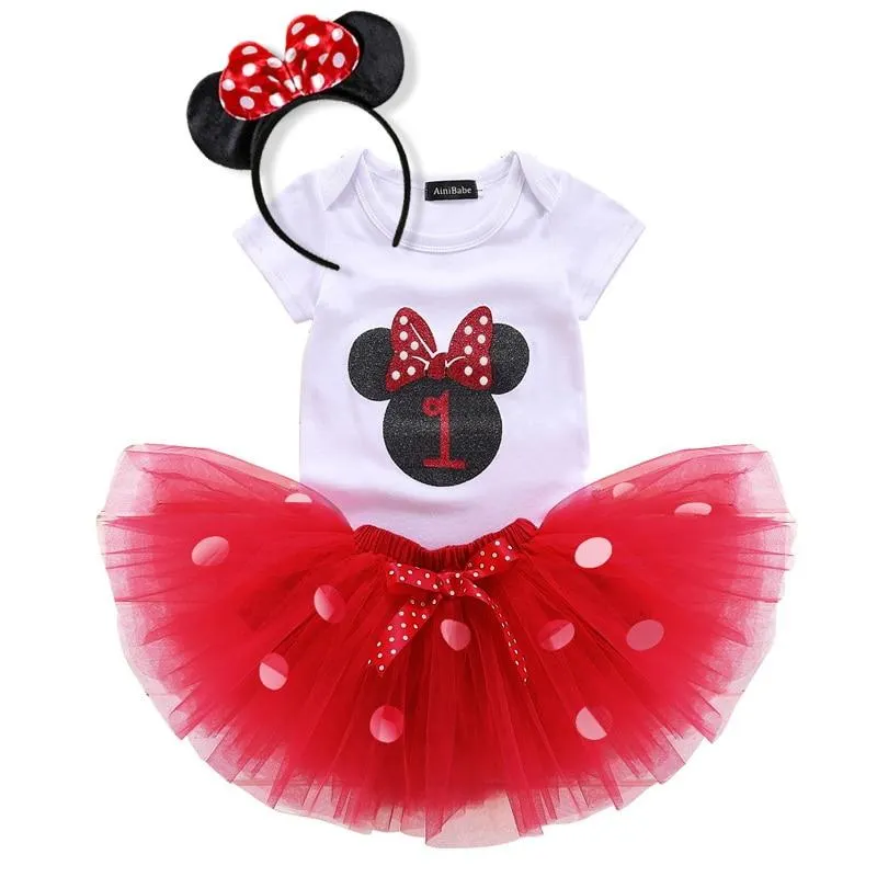 Baby Girls 12 Months Birthday Party Dress New Year 1st Christening Gown Newborn Infantil Tutu Outfit Red First Christmas Clothes