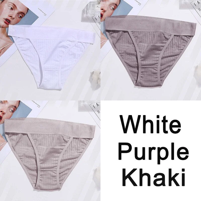 3PCS Women Cotton Panties Sexy Low Waist Underwear Panties Female Lingerie Underpants Hollow Heart Embossed Briefs Solid Color