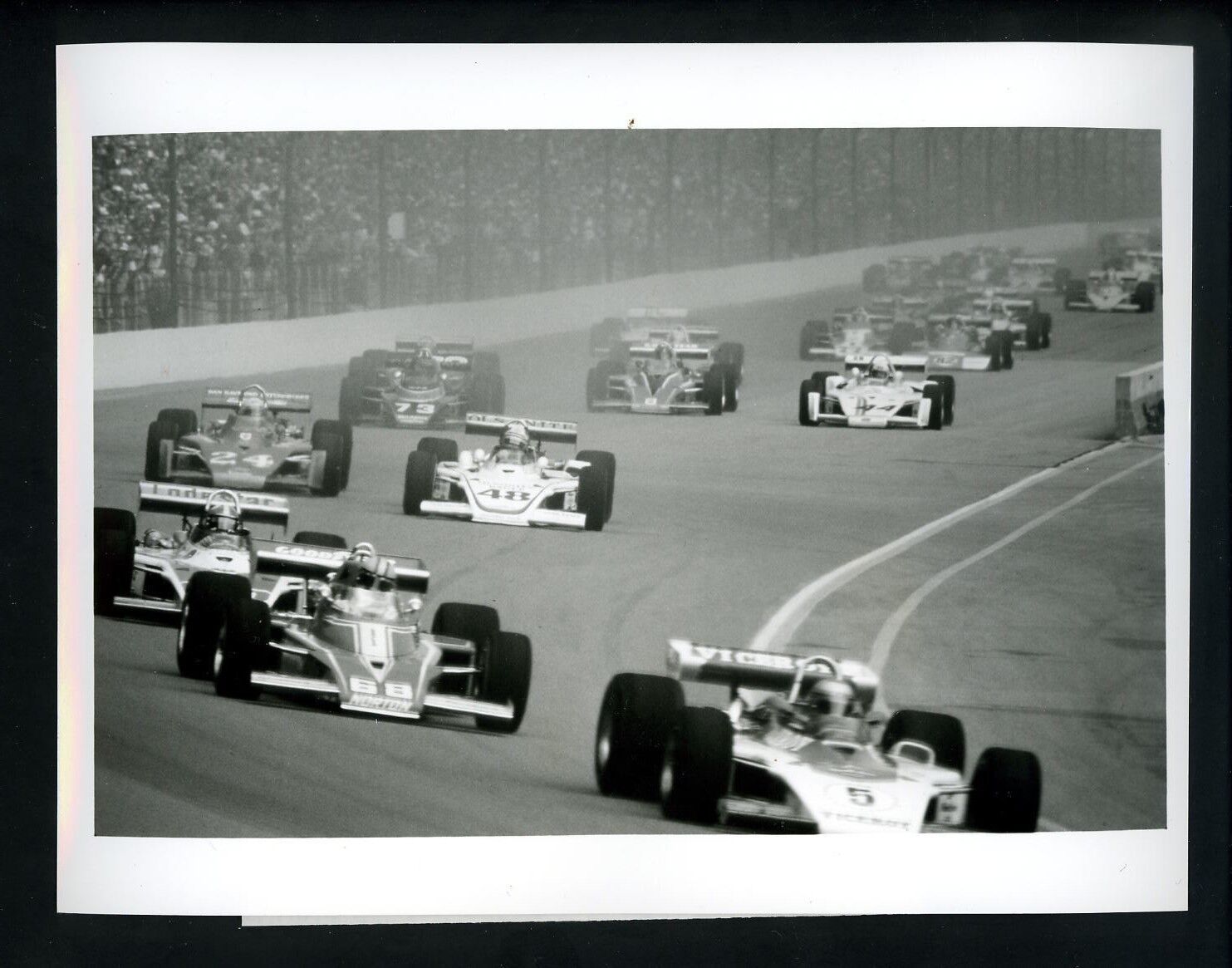 Indianapolis 500 action shot 1975 ABC Sports Type 1 Press Photo Poster painting