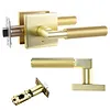 [US Local Warehouse] Verdurancd Heavy Duty Privacy Doors Handles with Locks Square Entrydoor Knurled Handle for Left Right Sided for Front Entrance and Bedrooms Passage