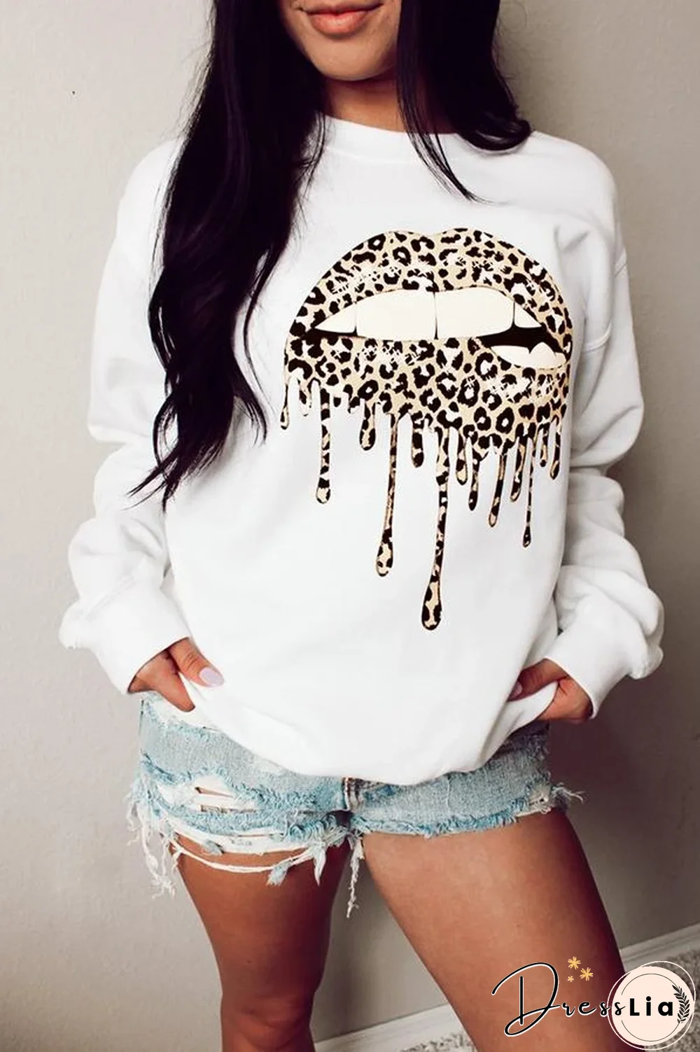 Printed Long Sleeve Loose Sweatshirt