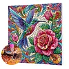 Framed Diamond Painting - Special Shaped - Rose Flowers and Hummingbird(25x25cm)
