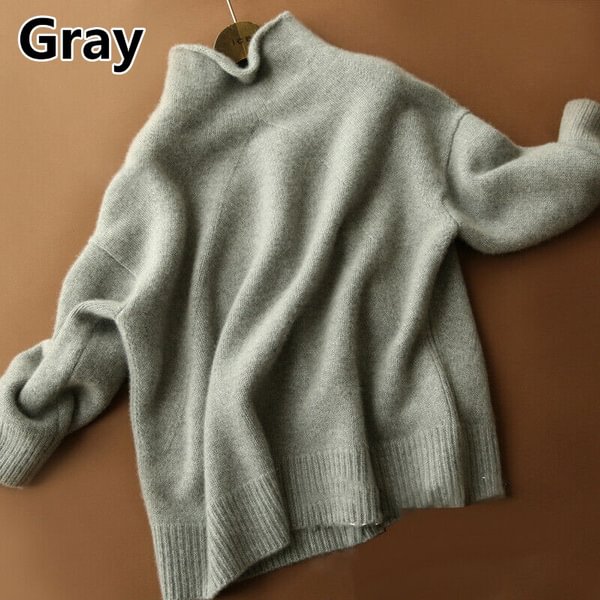 Women's Gray Warm Jumper Knitted Wool Pullover Winter Cashmere Sweater Turtleneck - Shop Trendy Women's Fashion | TeeYours